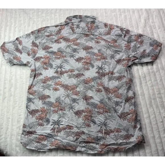 Sunrise Kingdom Vintage Design Hawaiian Palm Print Button Down Light Blue Coral - Picture 15 of 15